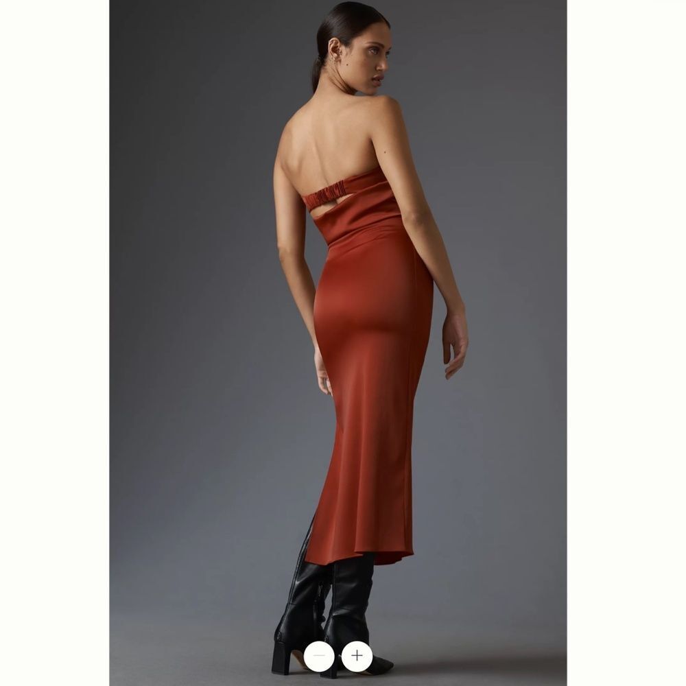 By Anthropologie Strapless Cowl-Back Midi Dress - Picture 2 of 4